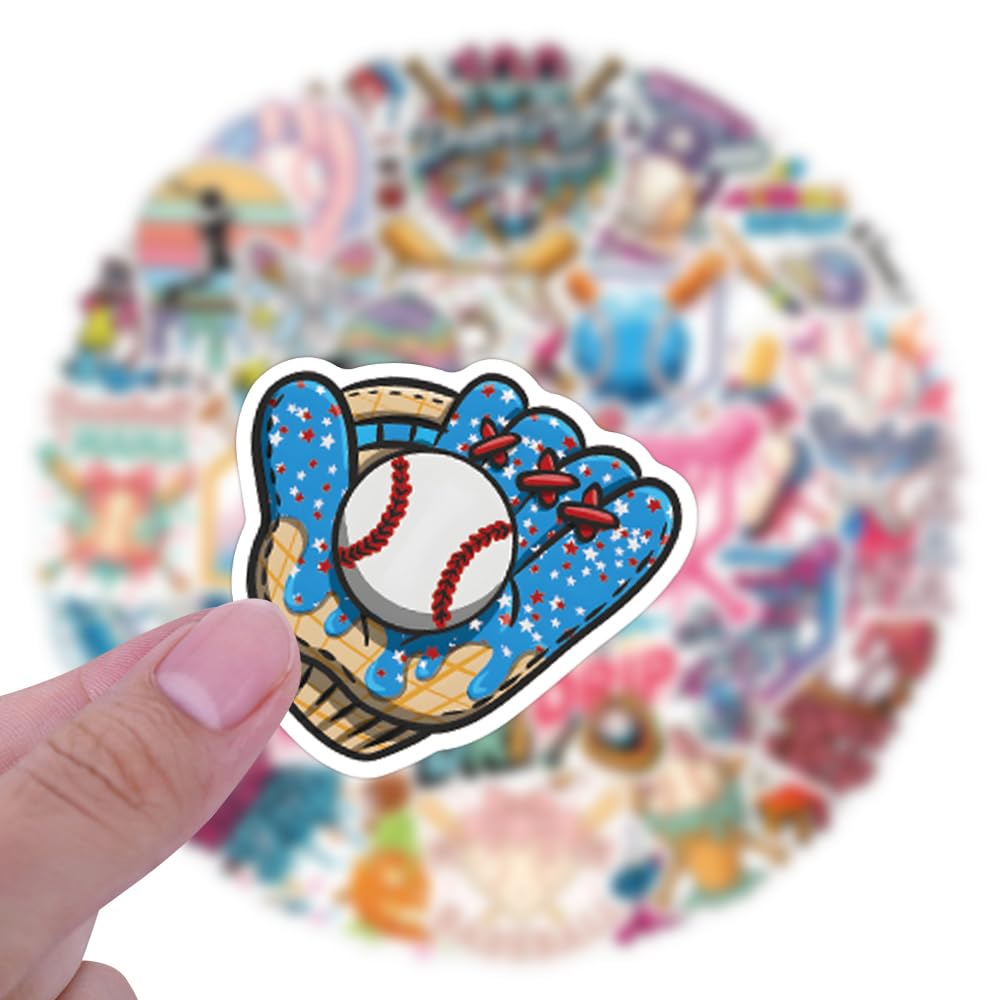Ice Cream Drip Baseball Stickers 50Pcs | Waterproof Vinyl Meme Stickers for Phones, Laptops, Water Bottles