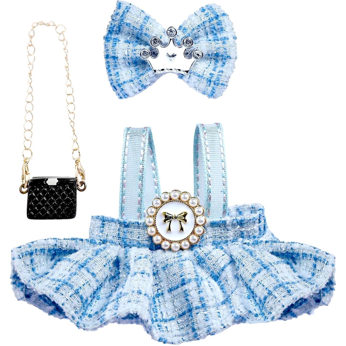 Generic Labubu 17cm Doll Clothes Set – Dress & Bow Crochet Outfit