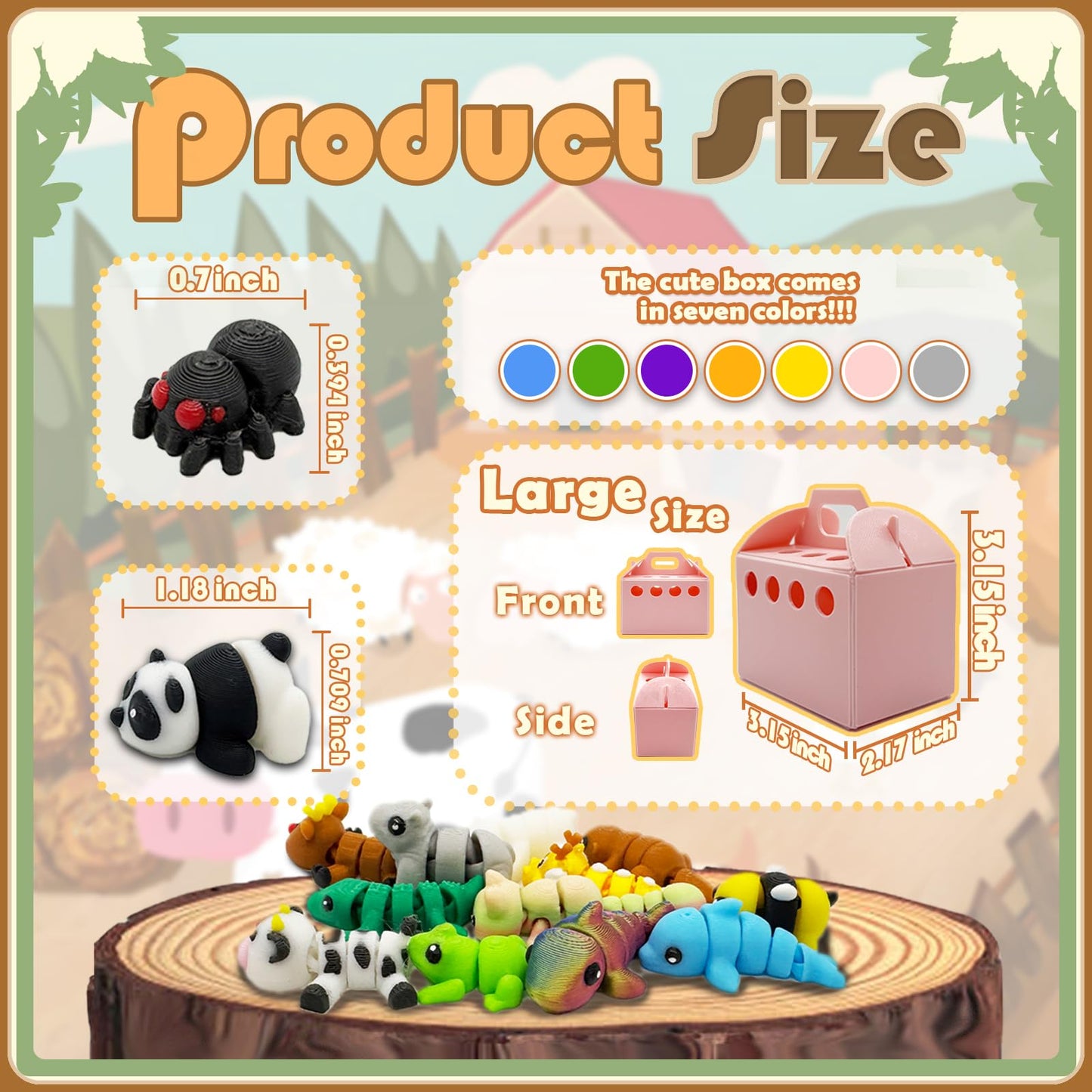 Generic 20Pcs Mini Animal Figures Set – 3D Printed Fidget Toys & Desk Decor