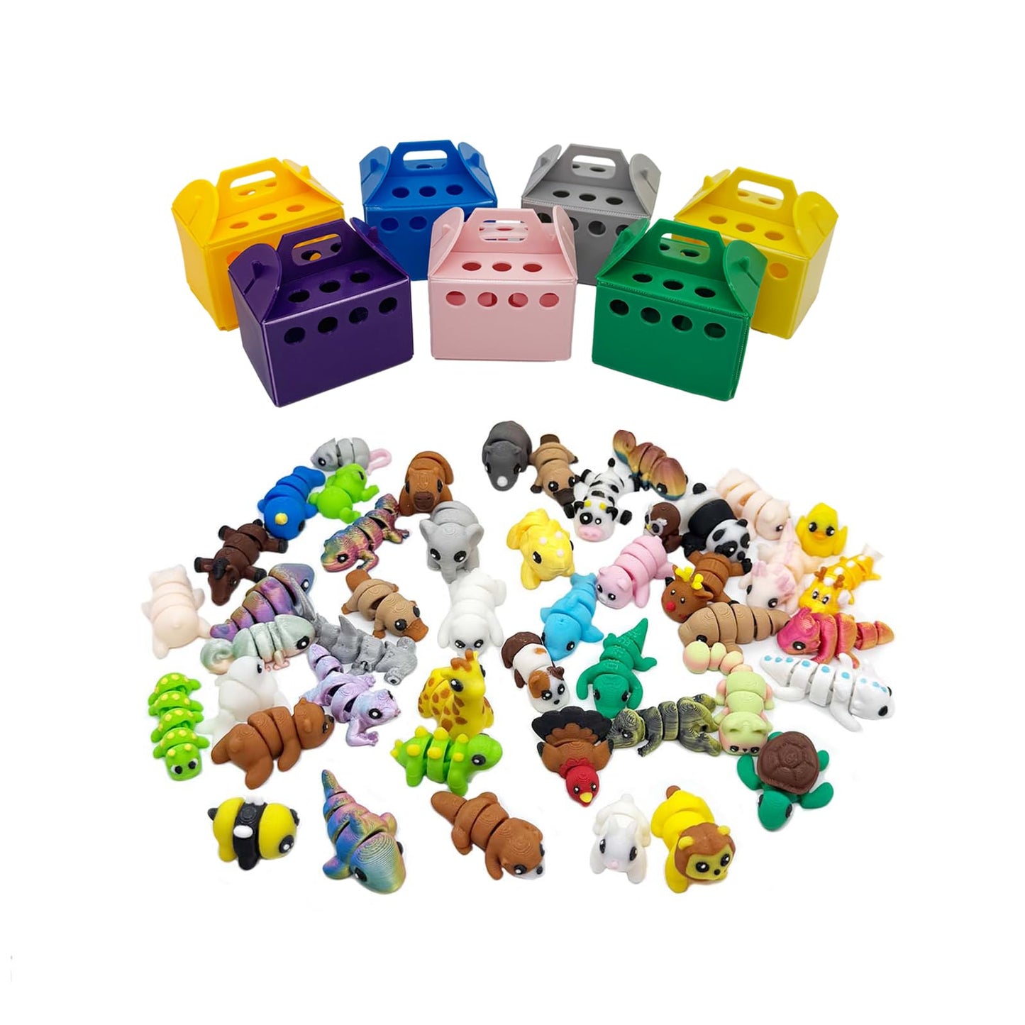Generic 10Pcs Mini Animals Figures Set — 3D Printed Flexible Fidget Toys