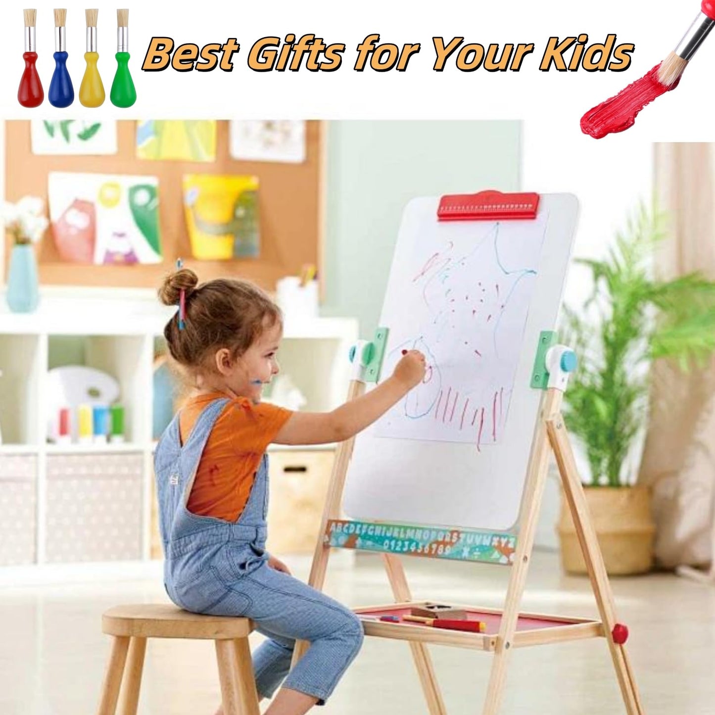 4-Pack Toddler Paint Brushes – Easy-Grip for Ages 1-4 | Generic