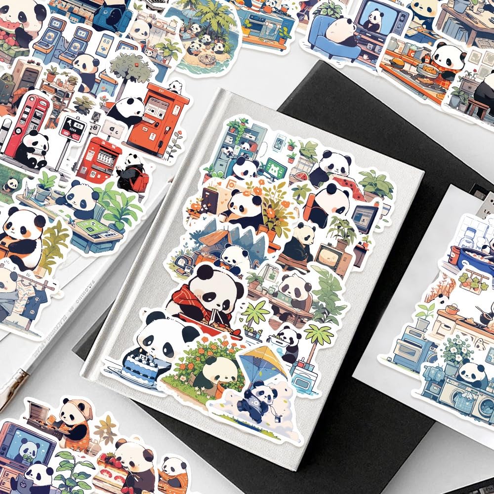 50 Pcs Cute Panda Graffiti Stickers – Laptops, Guitars, Bottles & More | Generic