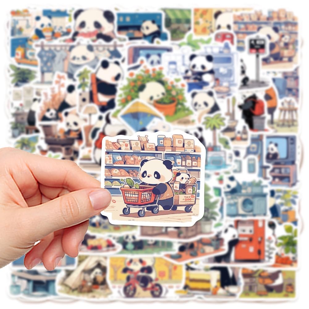 50 Pcs Cute Panda Graffiti Stickers – Laptops, Guitars, Bottles & More | Generic