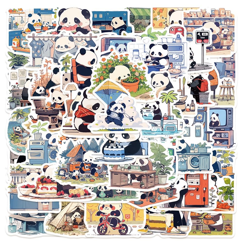 50 Pcs Cute Panda Graffiti Stickers – Laptops, Guitars, Bottles & More | Generic