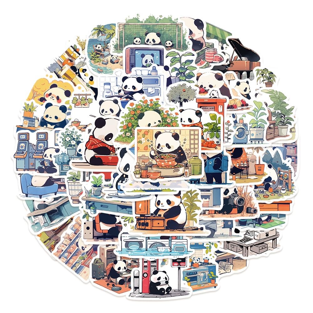 50 Pcs Cute Panda Graffiti Stickers – Laptops, Guitars, Bottles & More | Generic