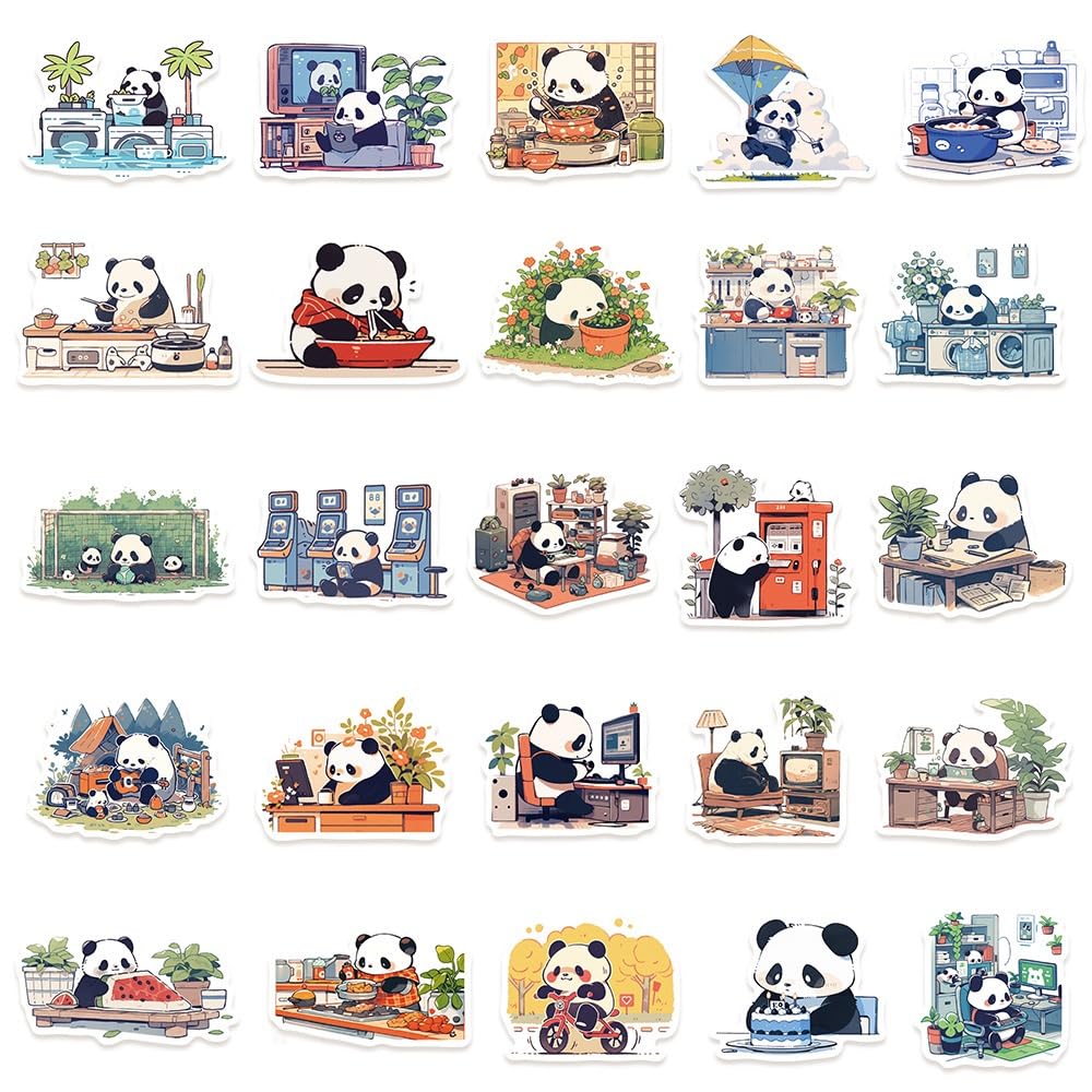 50 Pcs Cute Panda Graffiti Stickers – Laptops, Guitars, Bottles & More | Generic