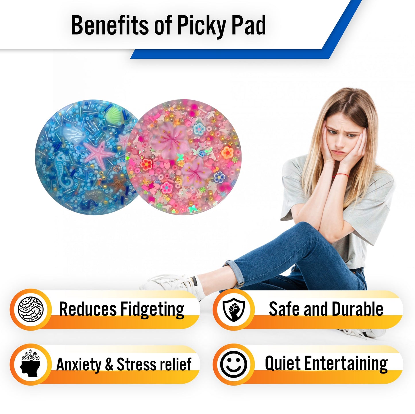 Generic Picky Pad 2 Pcs – Multicolor Fidget Pads for Sensory Focus and Calm
