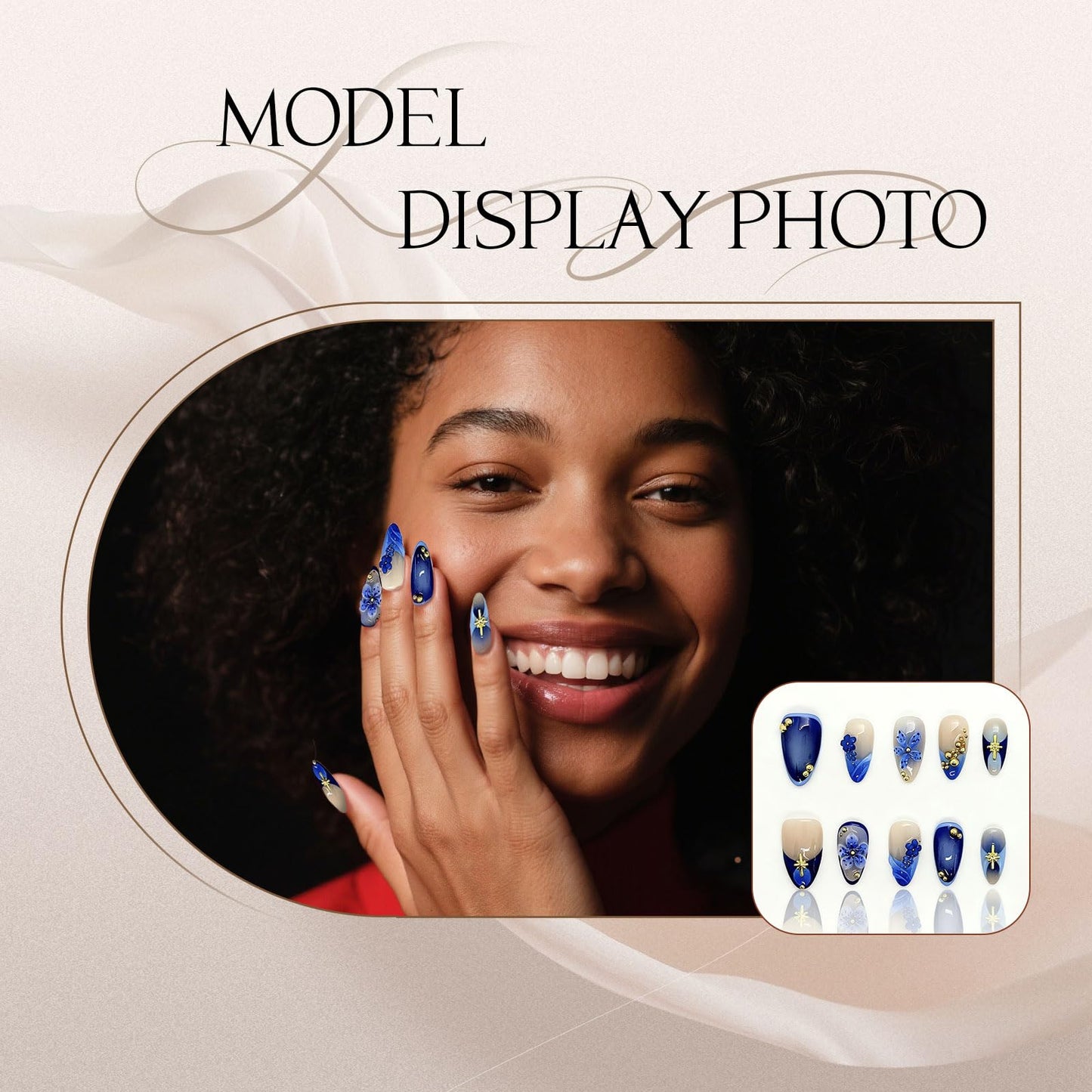 Generic Reusable Press-On Nails – Short Almond, Green Gradient with 3D Florals | Holiday Party Manicure