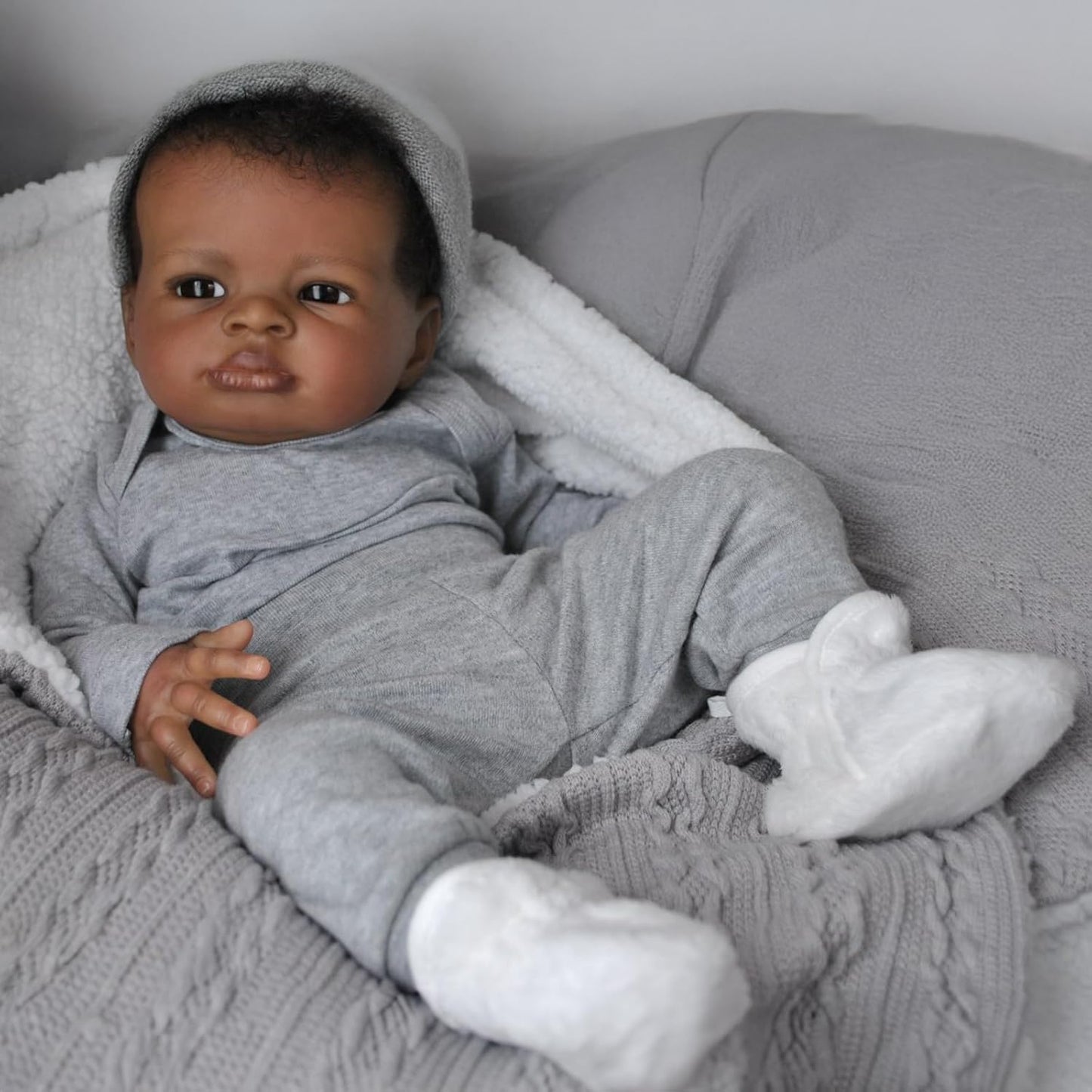 Generic Realistic Black Boy Baby Doll — 20-Inch Weighted Lifelike Soft Body