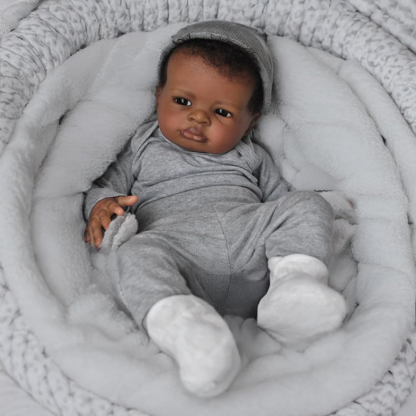 Generic Realistic Black Boy Baby Doll — 20-Inch Weighted Lifelike Soft Body