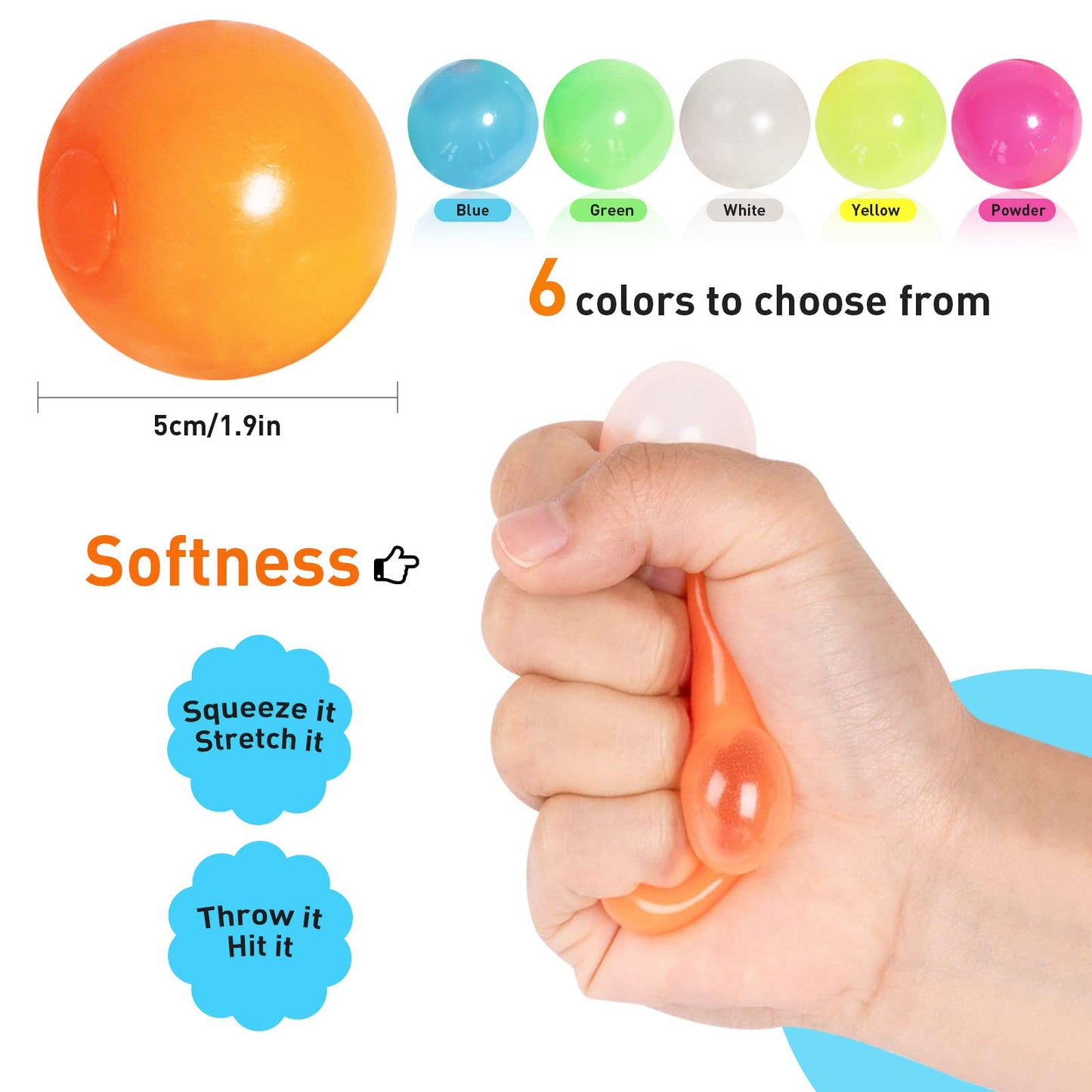 12pcs Sticky Ball Glow-in-Dark Fidget Toys – Valentines Gifts for Him & Her