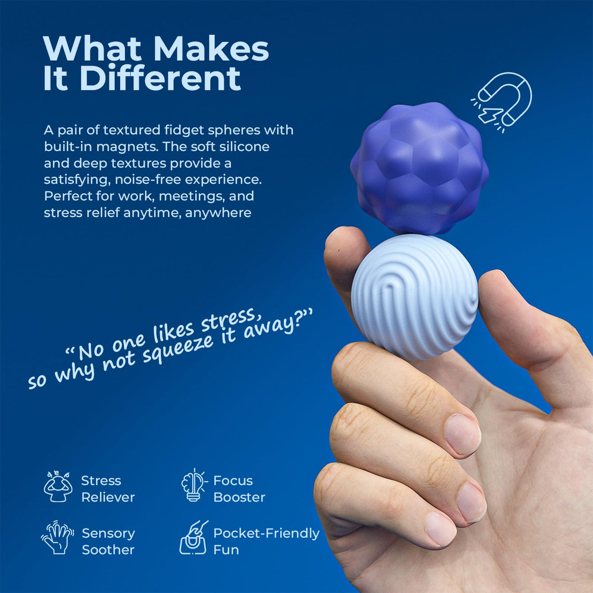Generic Large Silicone Magnetic Fidget Balls – 2Pcs for Adults & Teens | Quiet Desk Toys