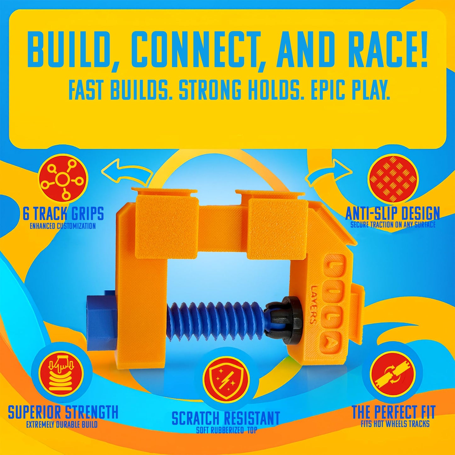 Generic Track Clamp for Hot Wheels (Set of 2) – Heavy Duty Clamps for Tracks – Fast & Easy Install