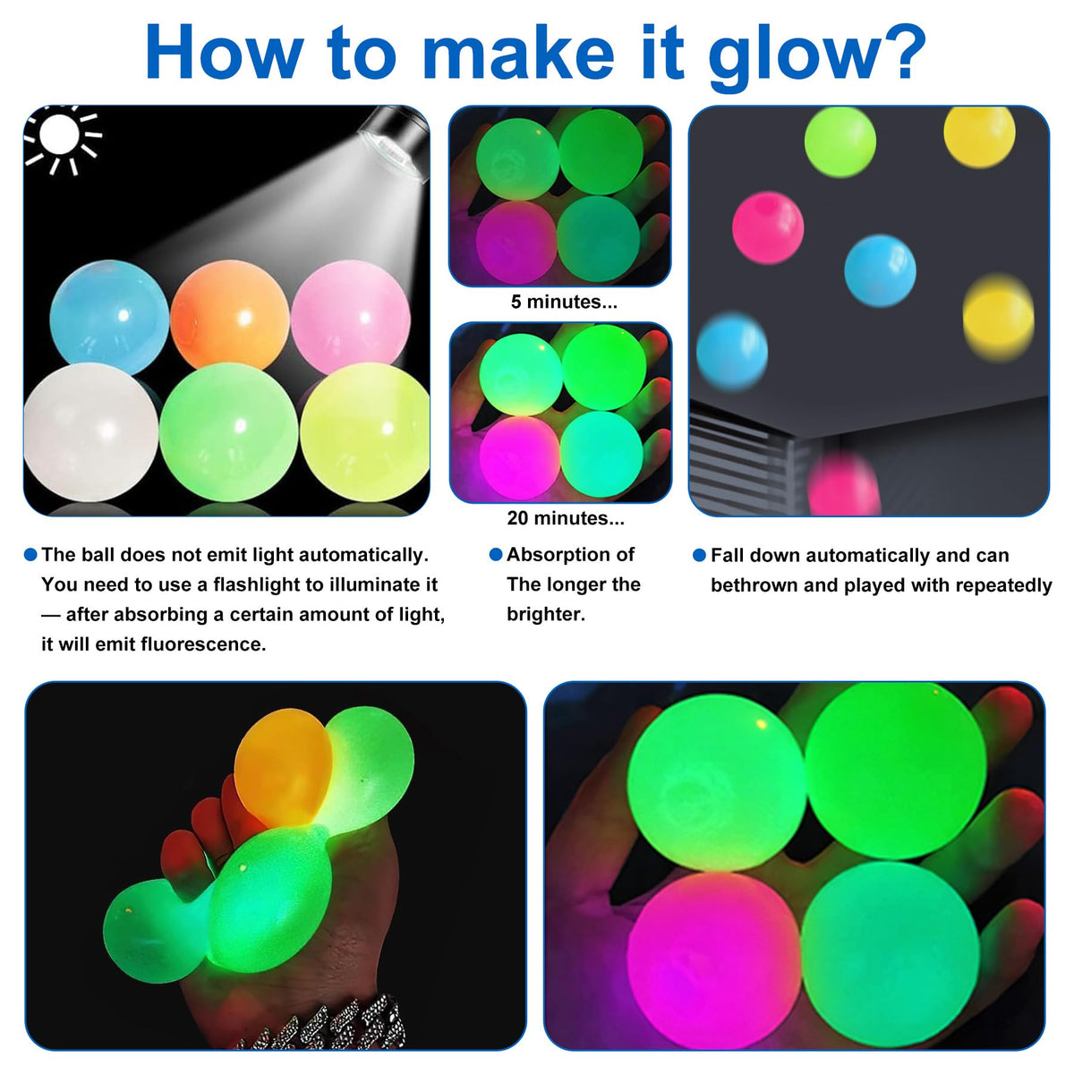 12pcs Sticky Ball Glow-in-Dark Fidget Toys – Valentines Gifts for Him & Her