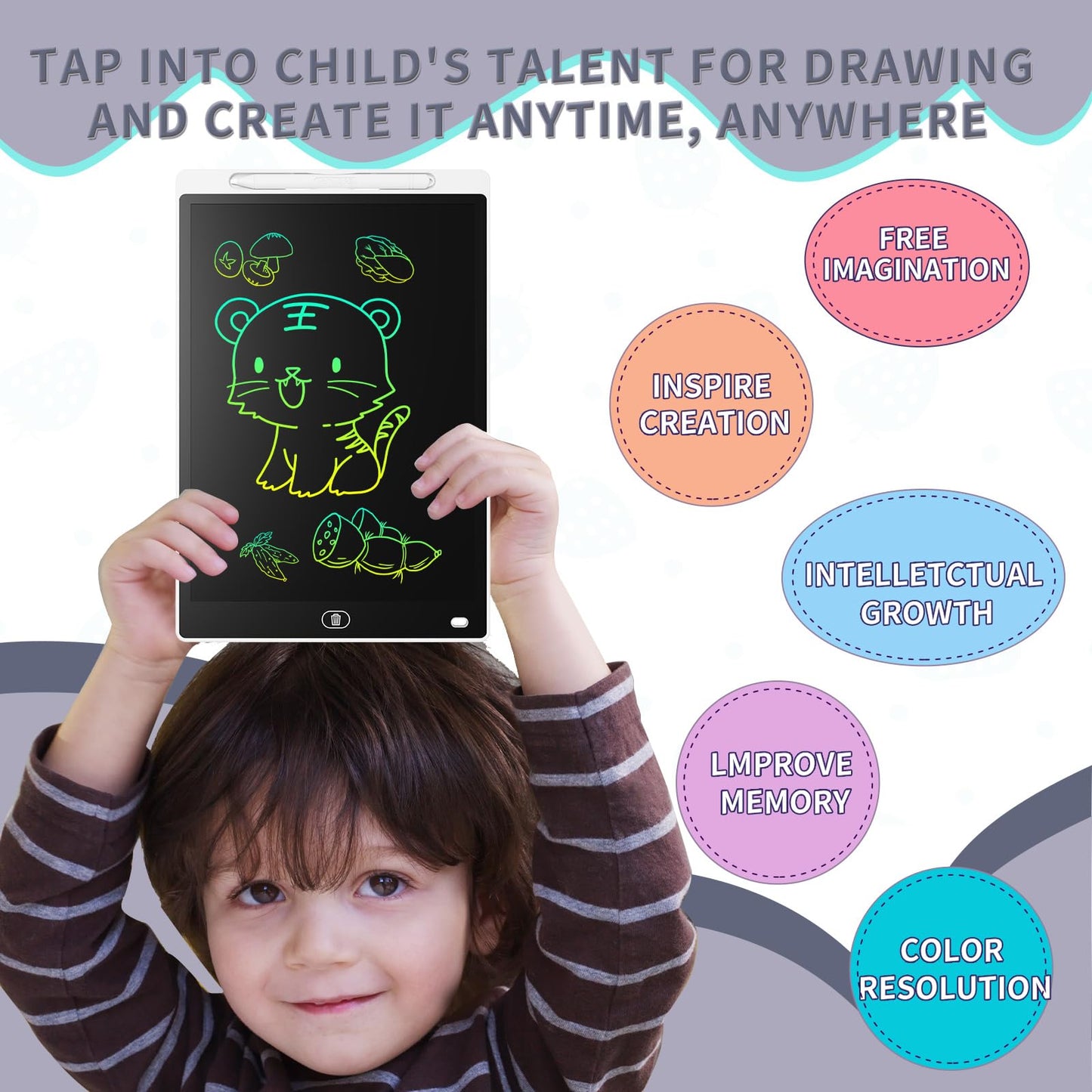 Genialba 2-Pack 8.5-Inch LCD Writing Tablet for Kids – Colorful Doodle Board