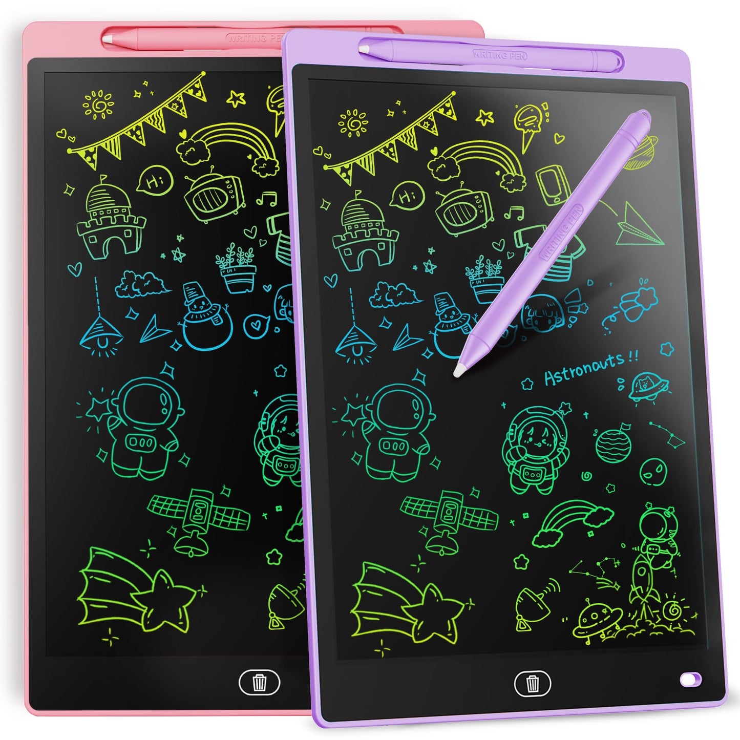 Genialba 2-Piece 10-Inch Colourful LCD Writing Board - Purple & Pink