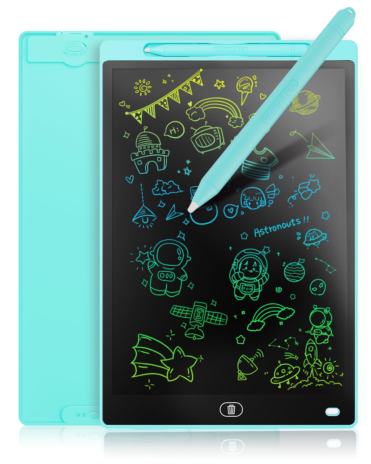 Genialba LCD Writing Board 16 Inches – Colorful Portable Erasable Tablet for Kids