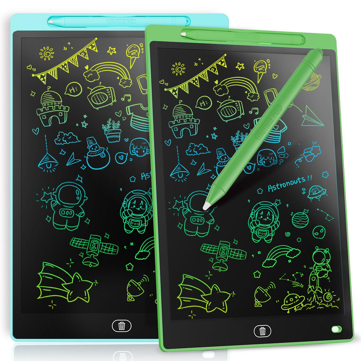 Genialba 2-Pack 10-Inch LCD Writing Tablet – Colorful Doodle Board for Kids (Blue & Green)
