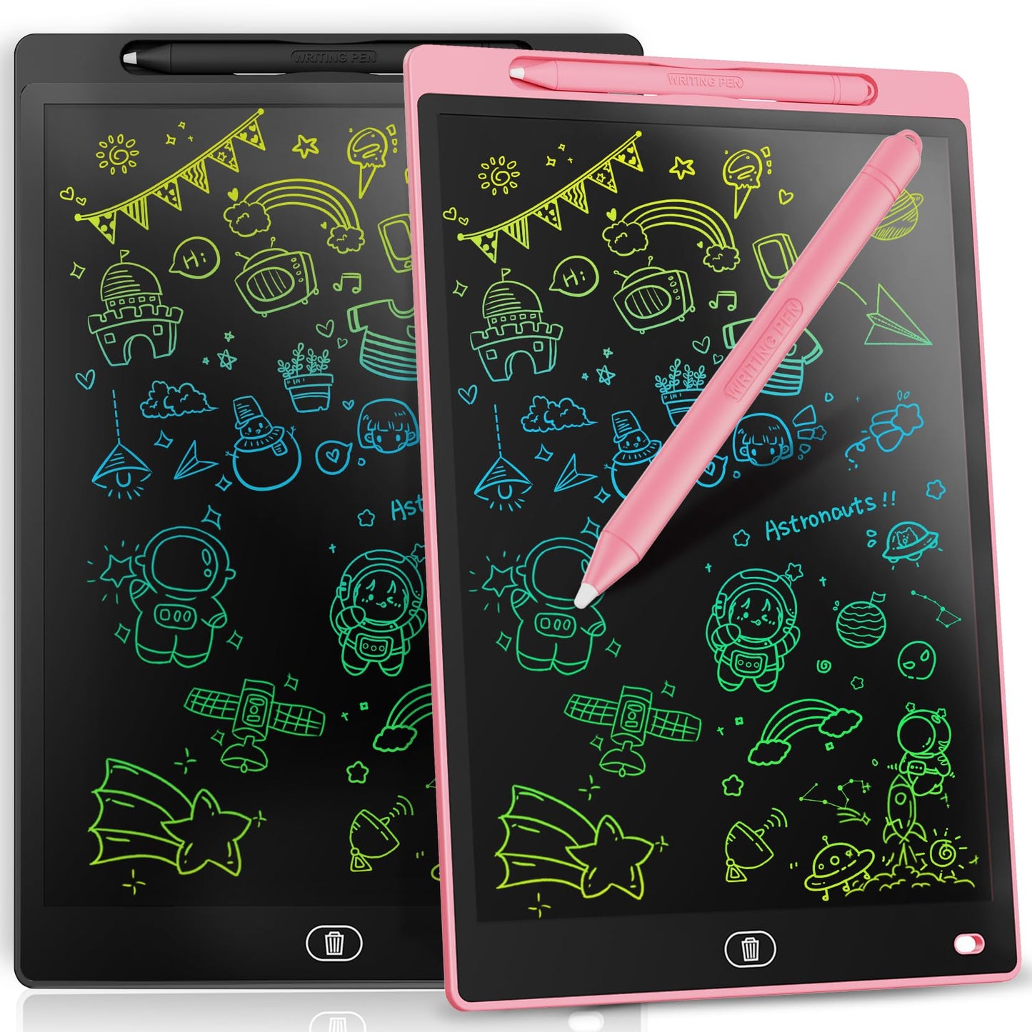 Genialba 2-Pack LCD Writing Tablet 8.5-Inch – Colorful Doodle Board for Kids 3-8 (Pink & Black)