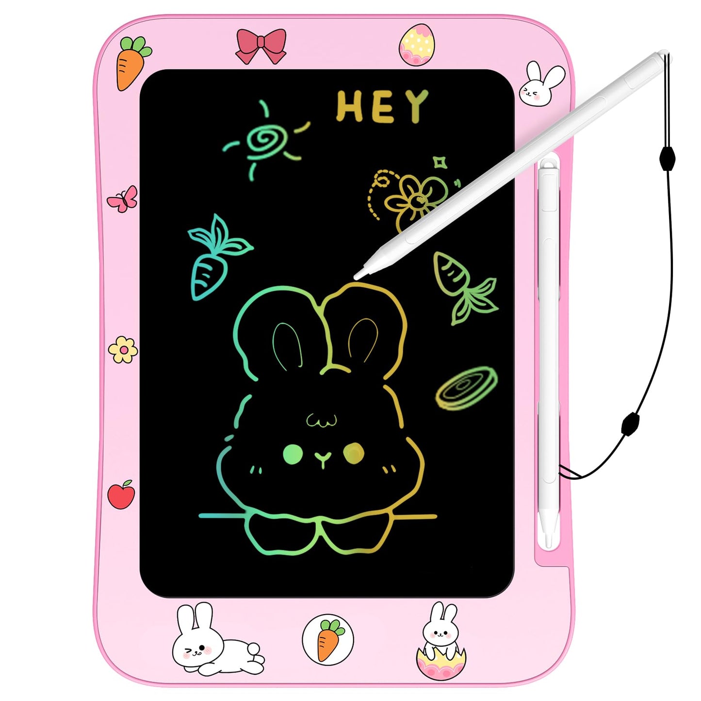 Genialba LCD Writing Tablet for Kids – Colorful Rabbit Screen, Eye-Friendly Doodle Board for Ages 3-7