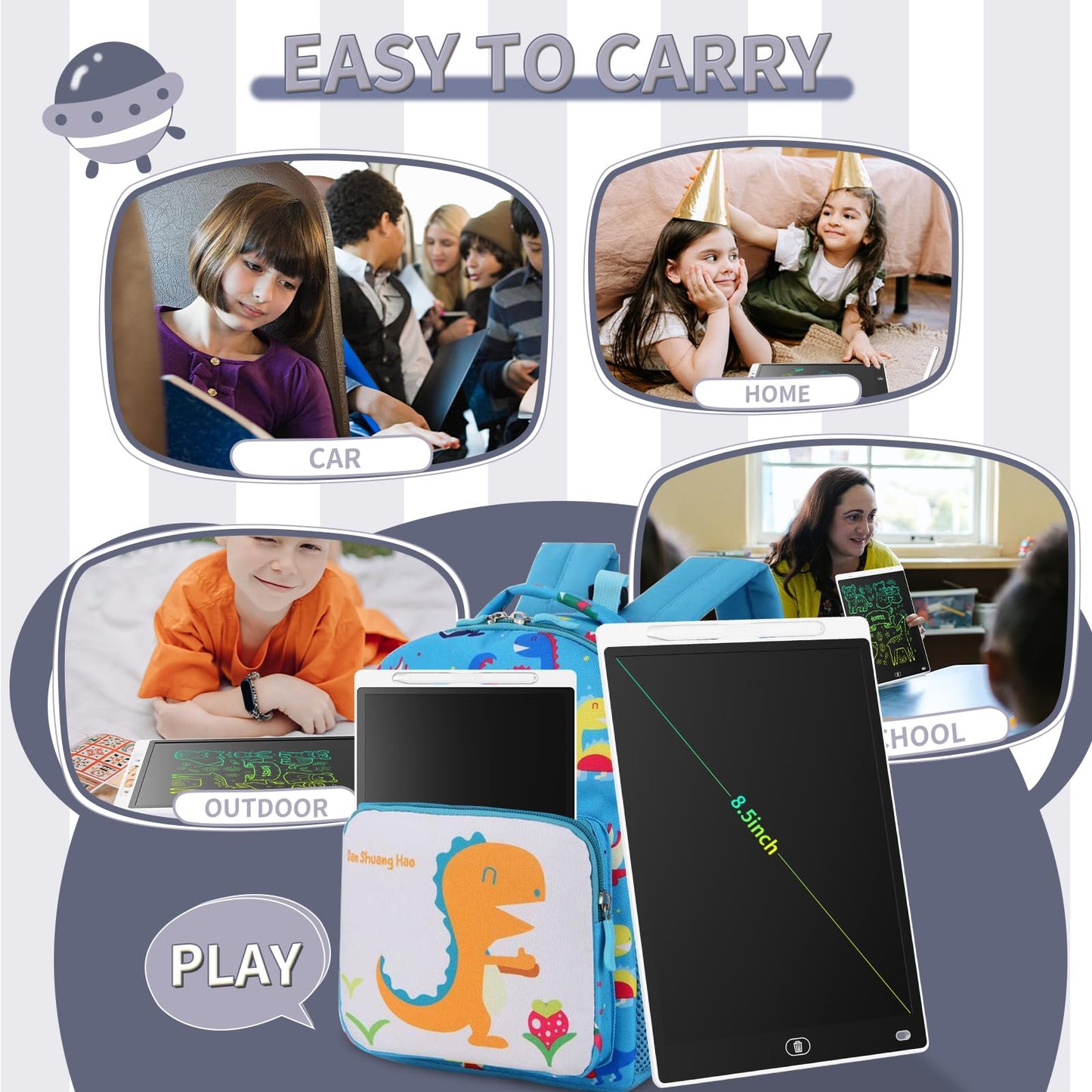 Genialba 2-Pack 8.5-Inch LCD Writing Tablet for Kids – Colorful Doodle Board
