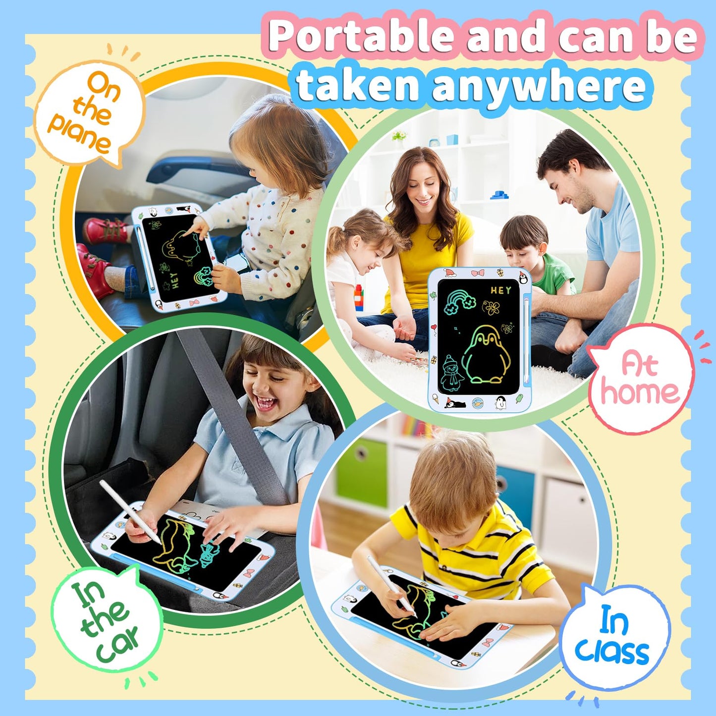 Genialba Penguin LCD Writing Tablet for Kids | Colorful Drawing Board (3-7)