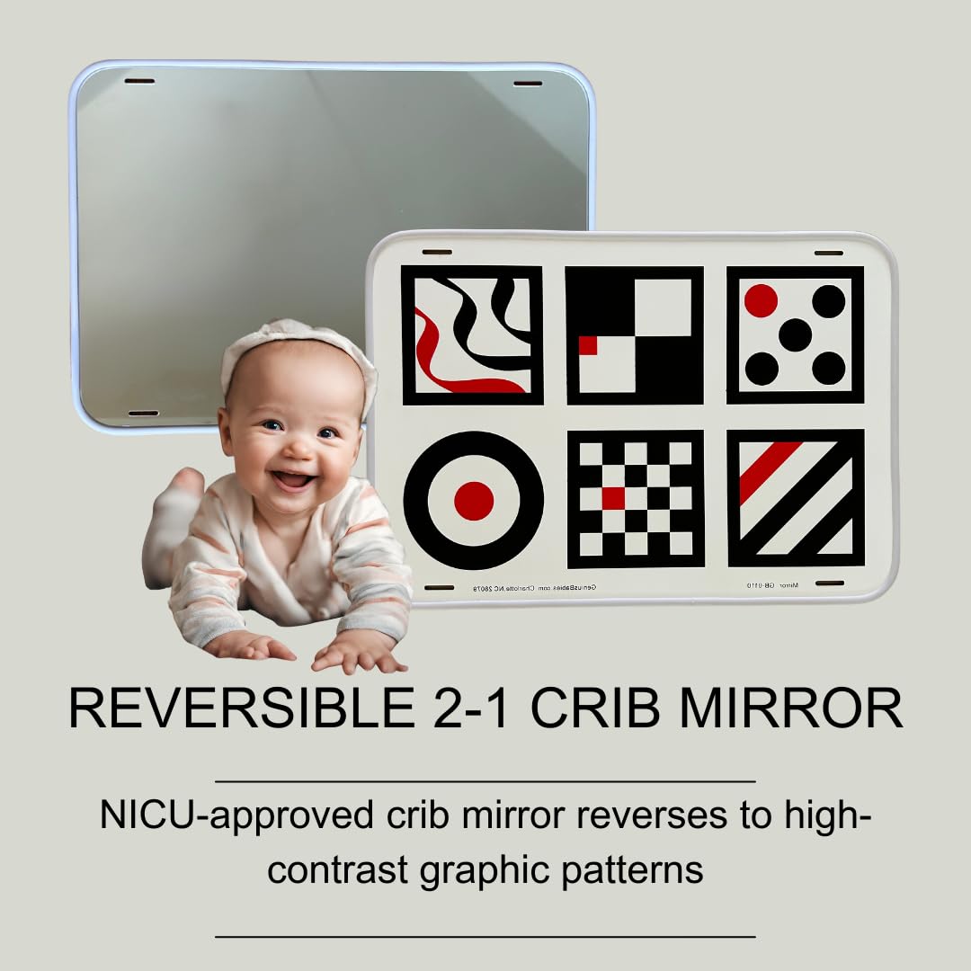Genius Baby Toys: Large Double-Sided Baby Mirror with High Contrast – NICU Approved & Shatterproof