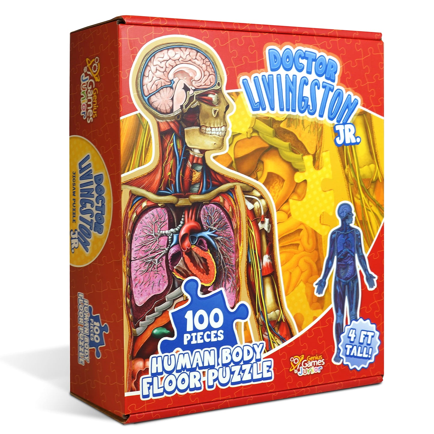 Genius Games Dr Livingston Jr Human Anatomy Floor Puzzle – 100-Piece, 4 ft