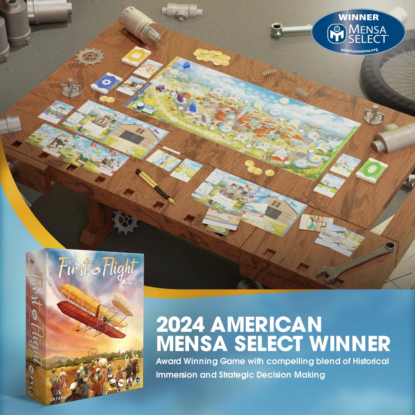 First In Flight by Genius Games – MENSA Award Winning Historical Aviation Strategy Board Game