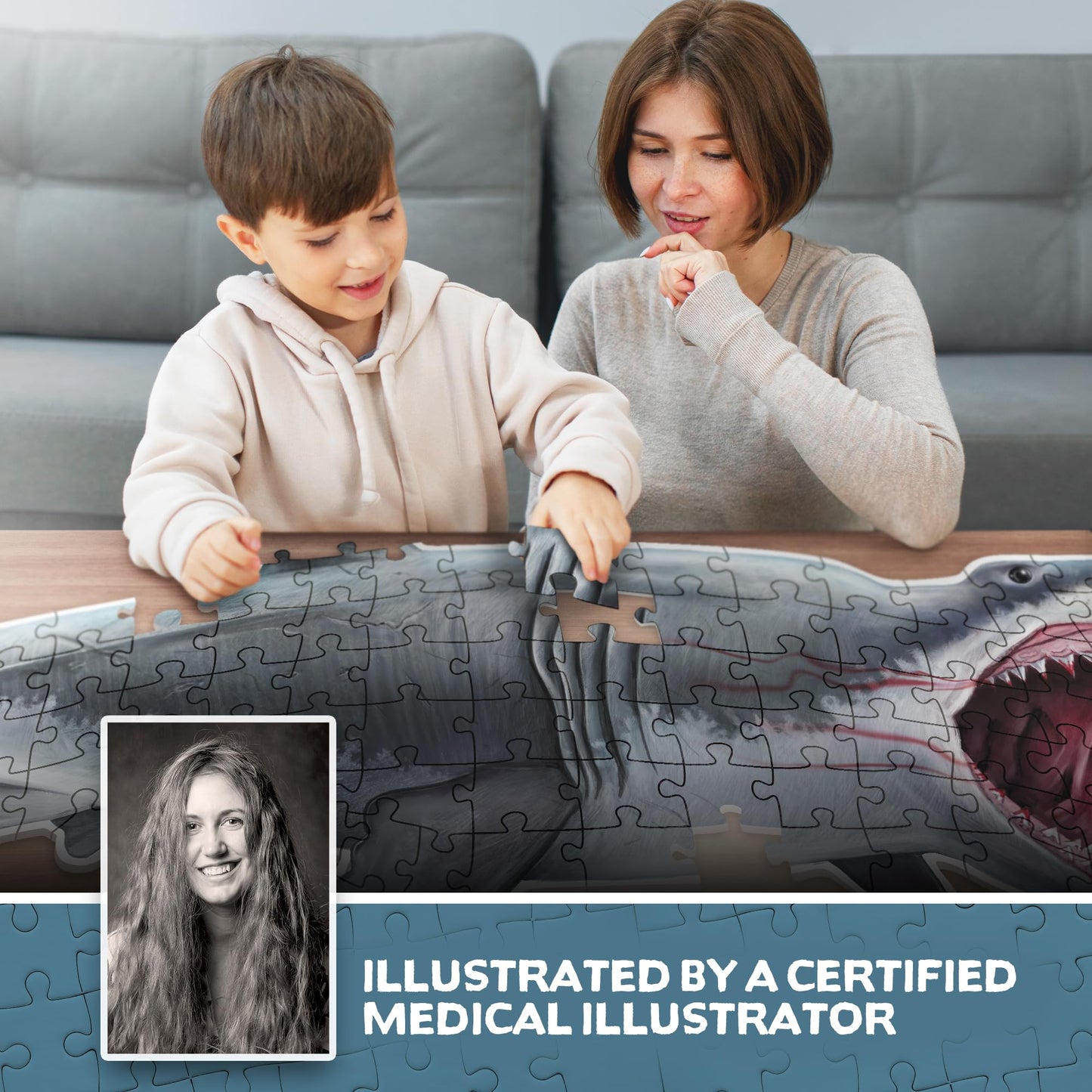 Shark Animal Anatomy Floor Puzzle by Genius Games – 100-Piece Double-Sided Jigsaw for Ages 4-10