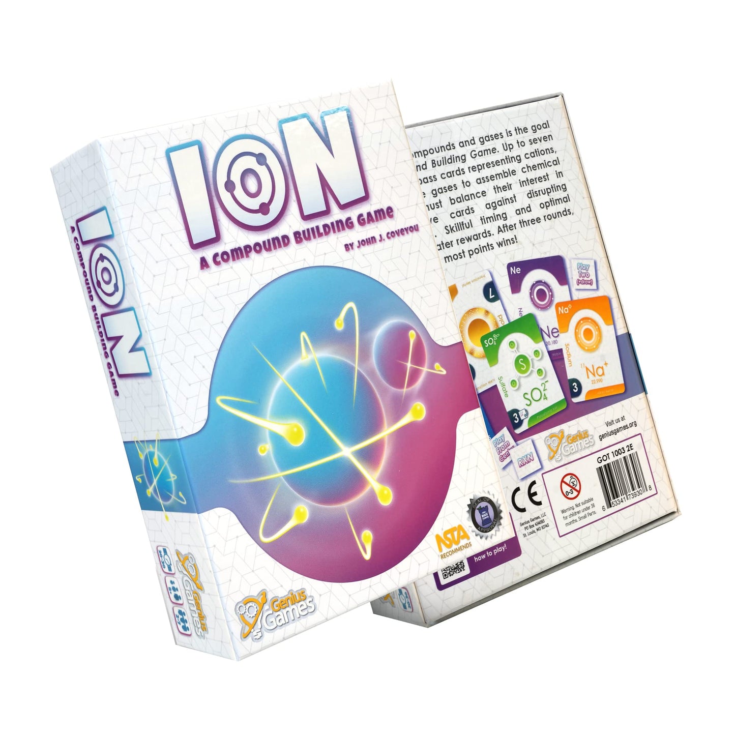 Genius Games Ion: A Compound Building Card Game (2nd Edition) – Chemistry Card Drafting for 2-7 Players