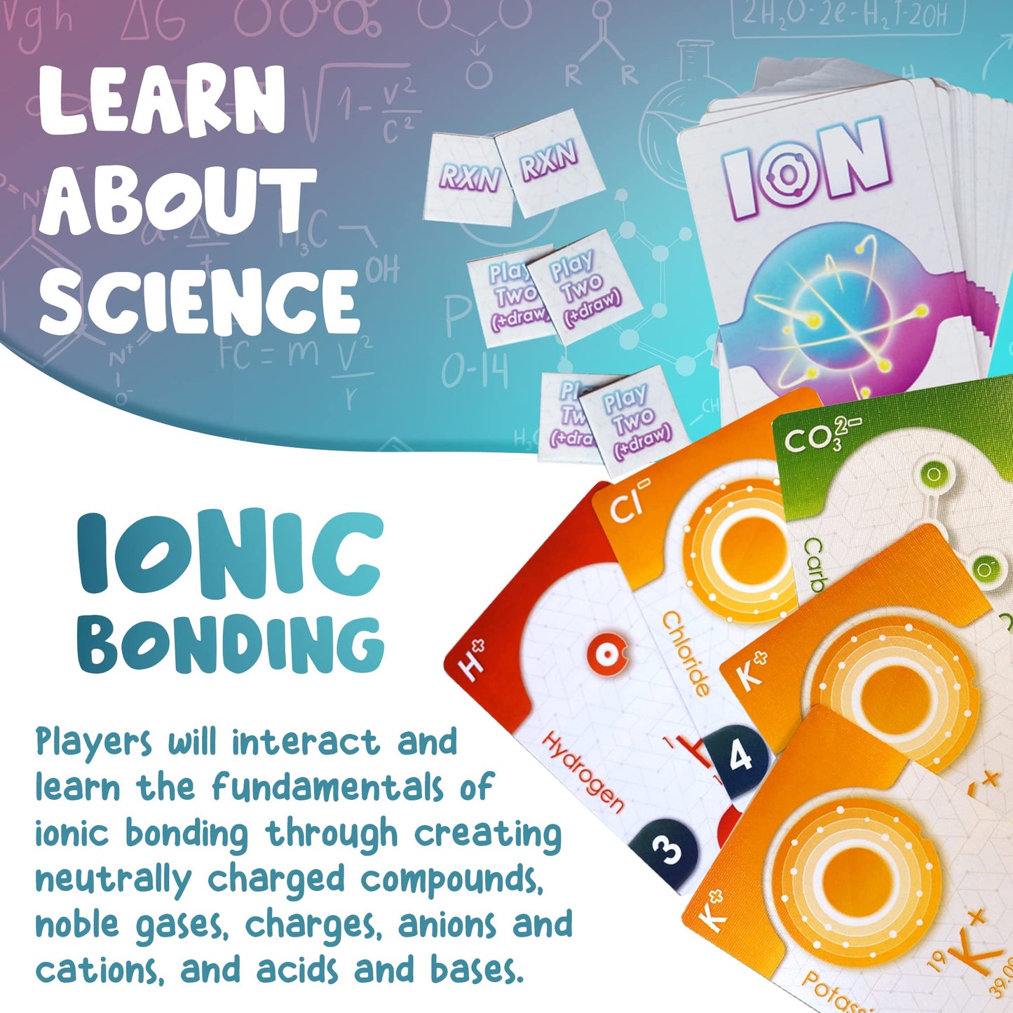 Genius Games Ion: A Compound Building Card Game (2nd Edition) – Chemistry Card Drafting for 2-7 Players