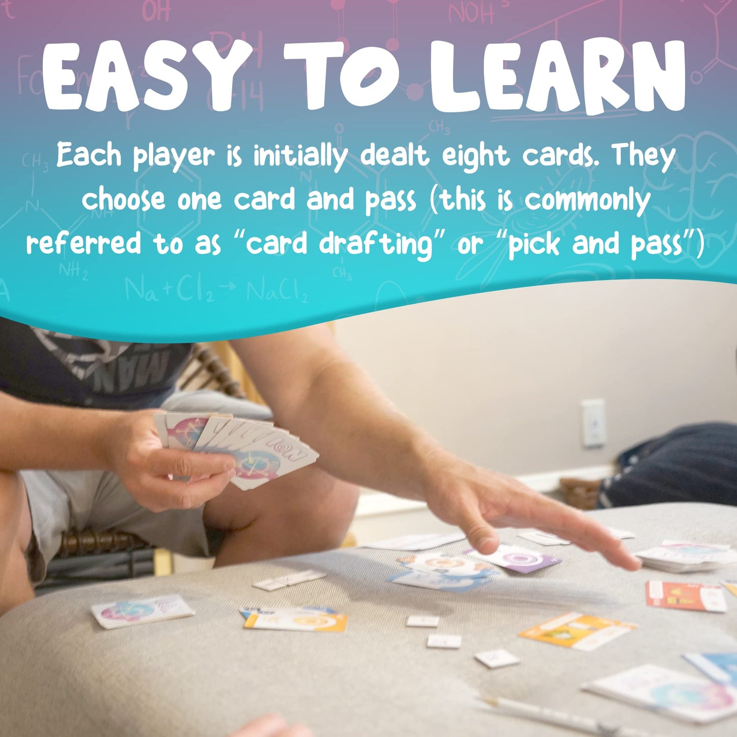 Genius Games Ion: A Compound Building Card Game (2nd Edition) – Chemistry Card Drafting for 2-7 Players