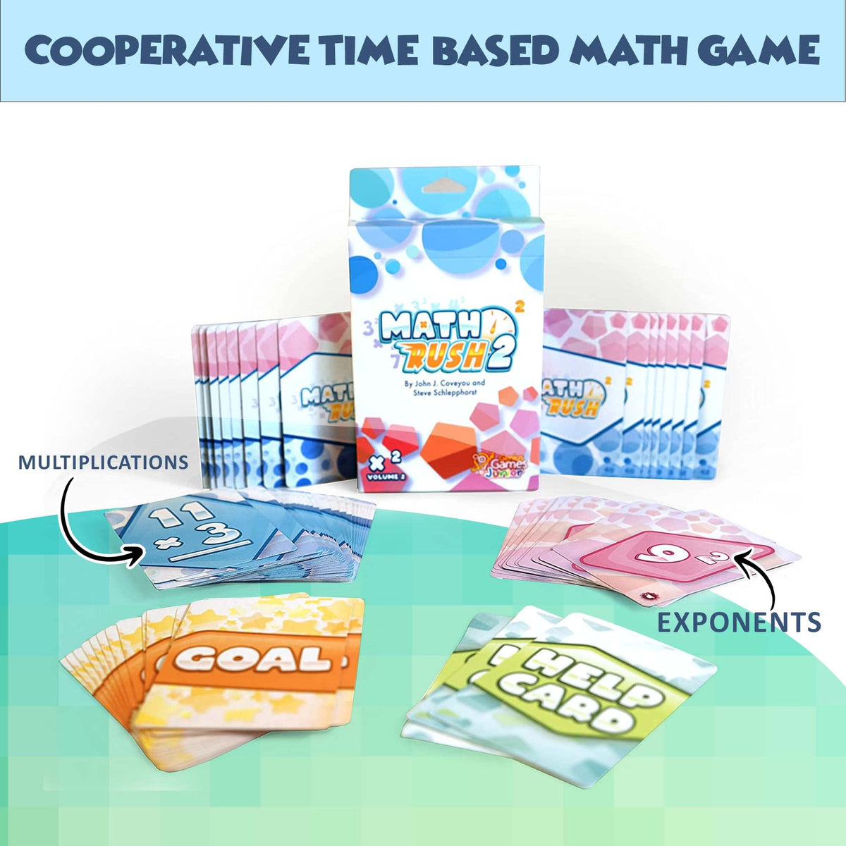 Genius Games Math Rush 2: Cooperative Multiplication & Exponents Card Game