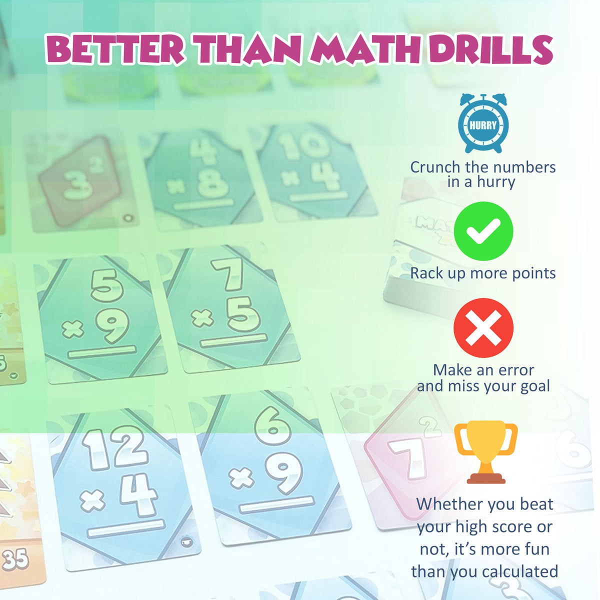 Genius Games Math Rush 2: Cooperative Multiplication & Exponents Card Game