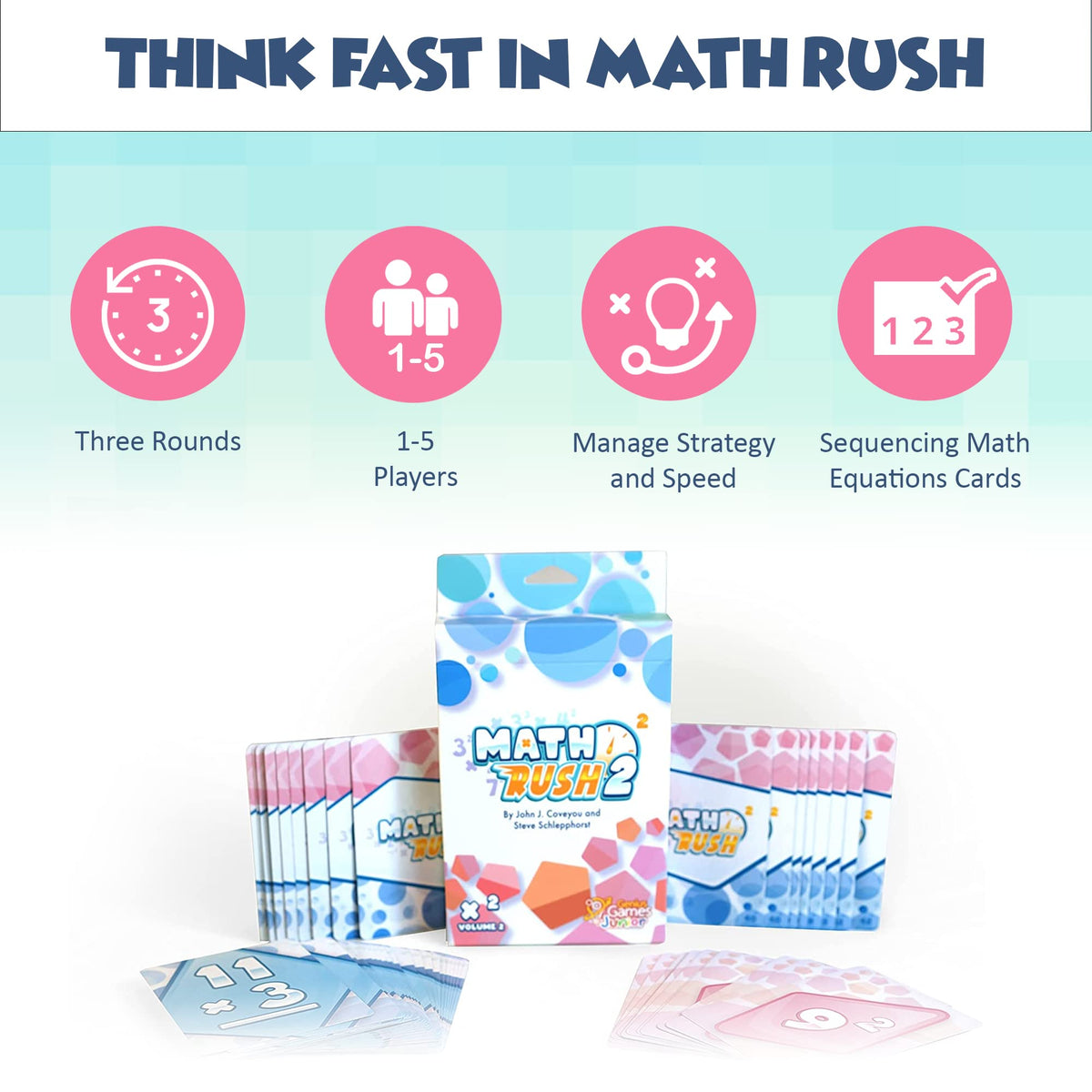 Genius Games Math Rush 2: Cooperative Multiplication & Exponents Card Game