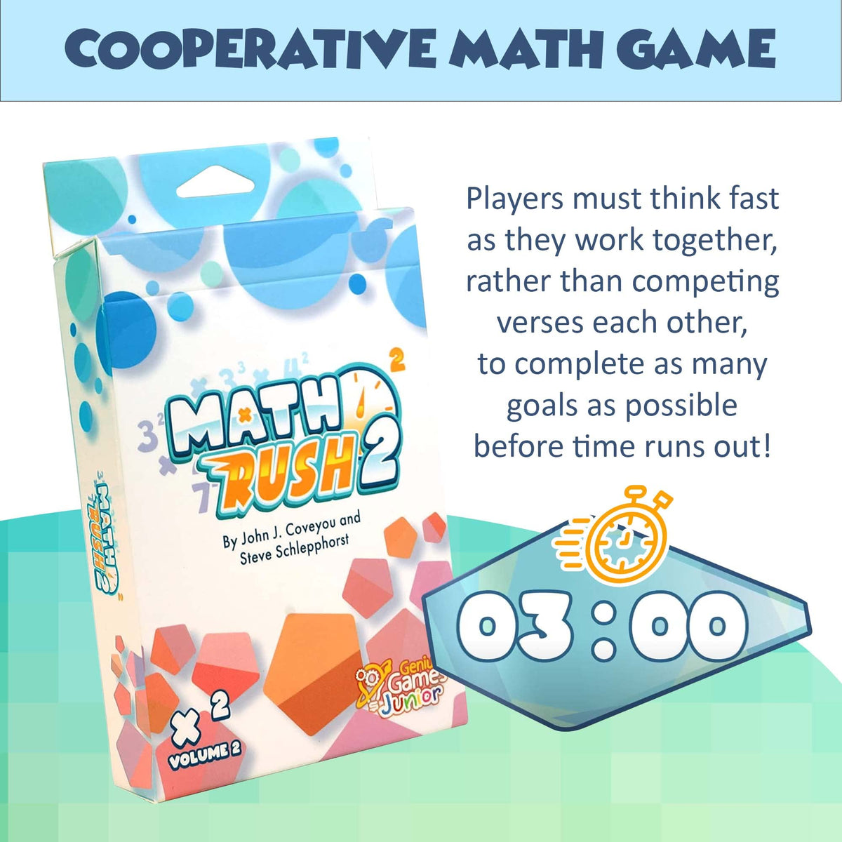 Genius Games Math Rush 2: Cooperative Multiplication & Exponents Card Game