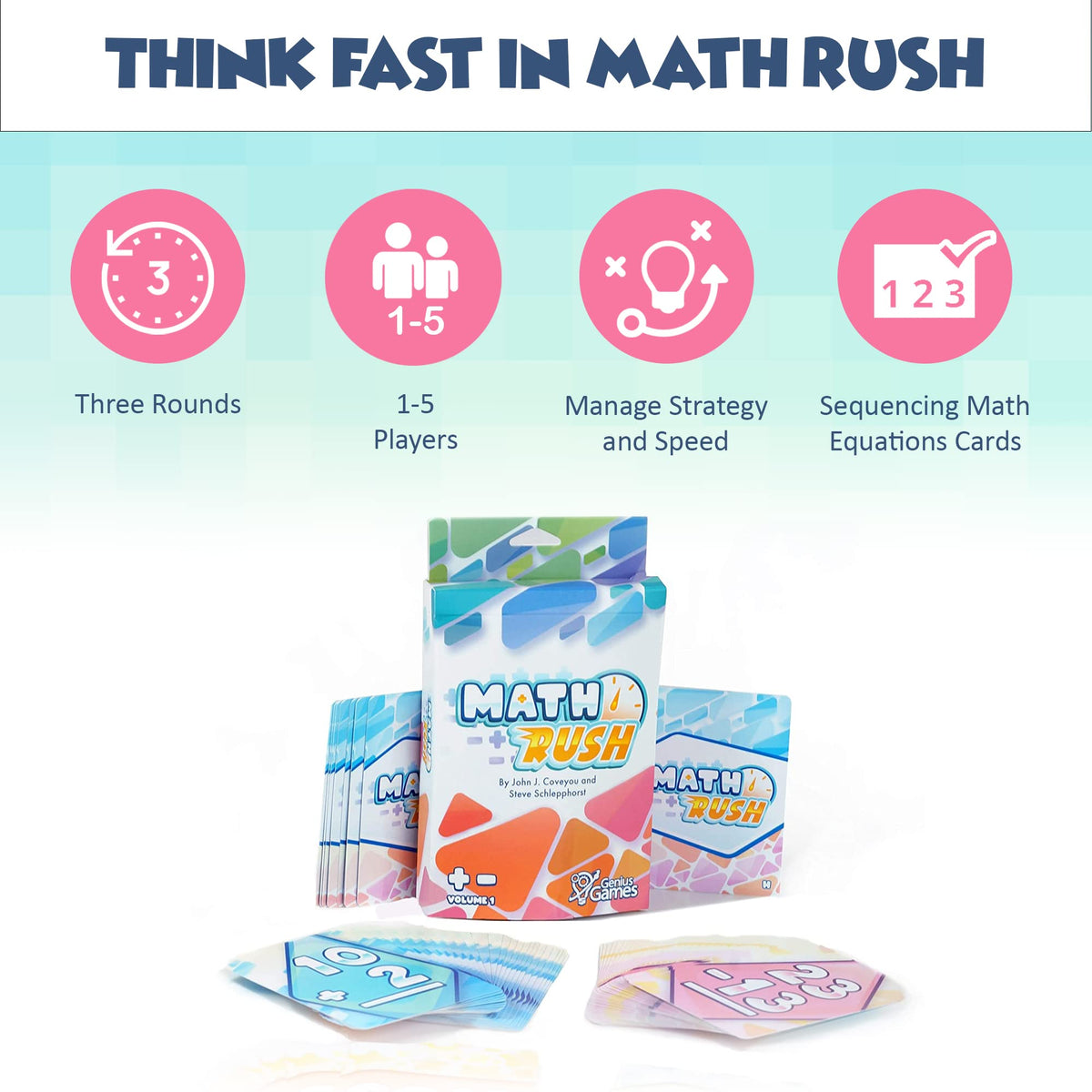 Genius Games: Math Rush Addition & Subtraction (Volume 1) – Cooperative Timed Math Card Game for Kids 8-12