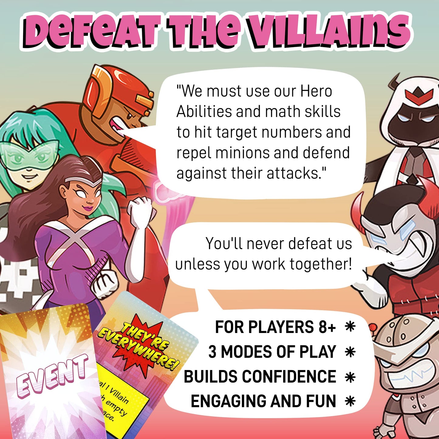 Outnumbered: Improbable Heroes Board Game | Mensa Award-Winning Math Strategy for Kids & Families | Genius Games