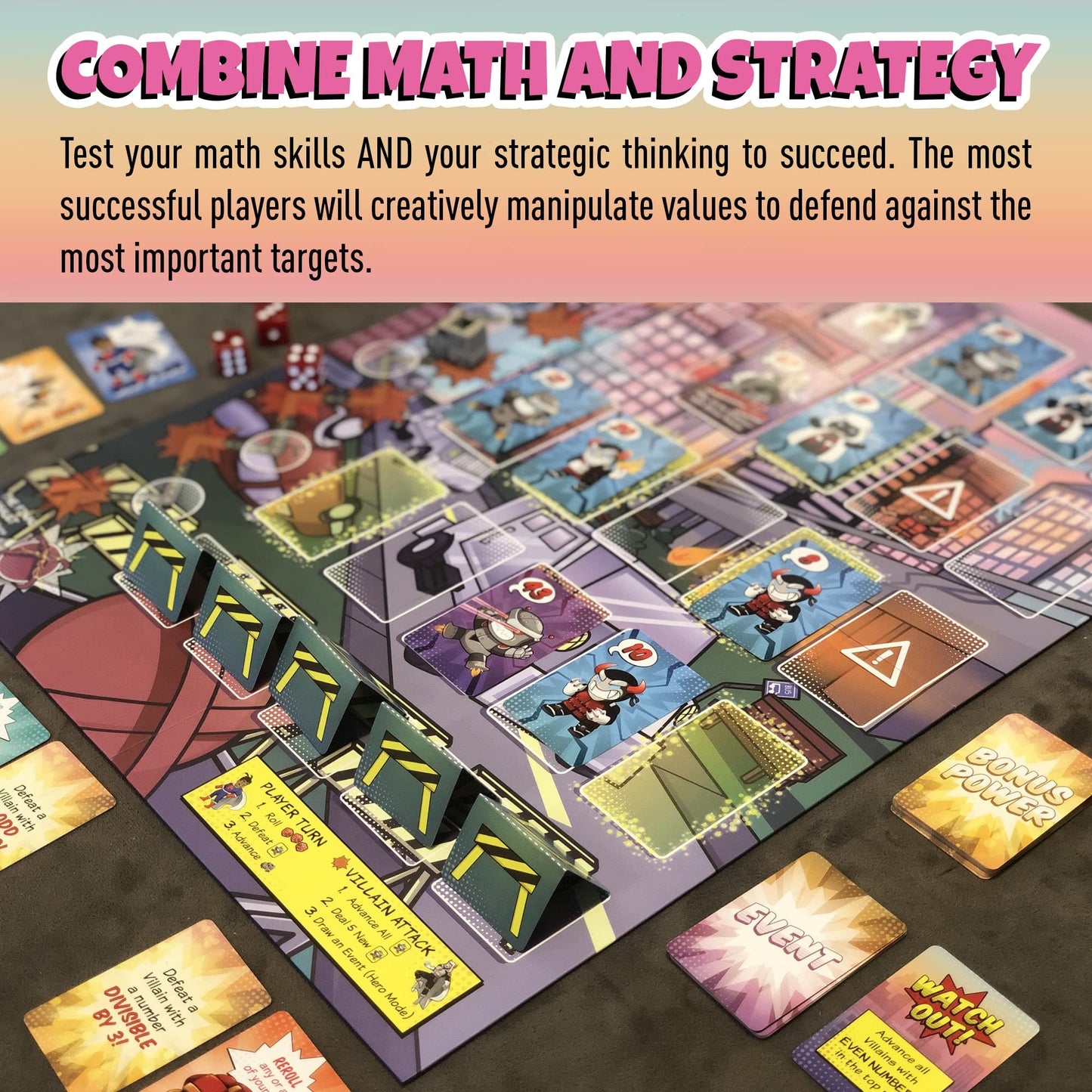 Outnumbered: Improbable Heroes Board Game | Mensa Award-Winning Math Strategy for Kids & Families | Genius Games