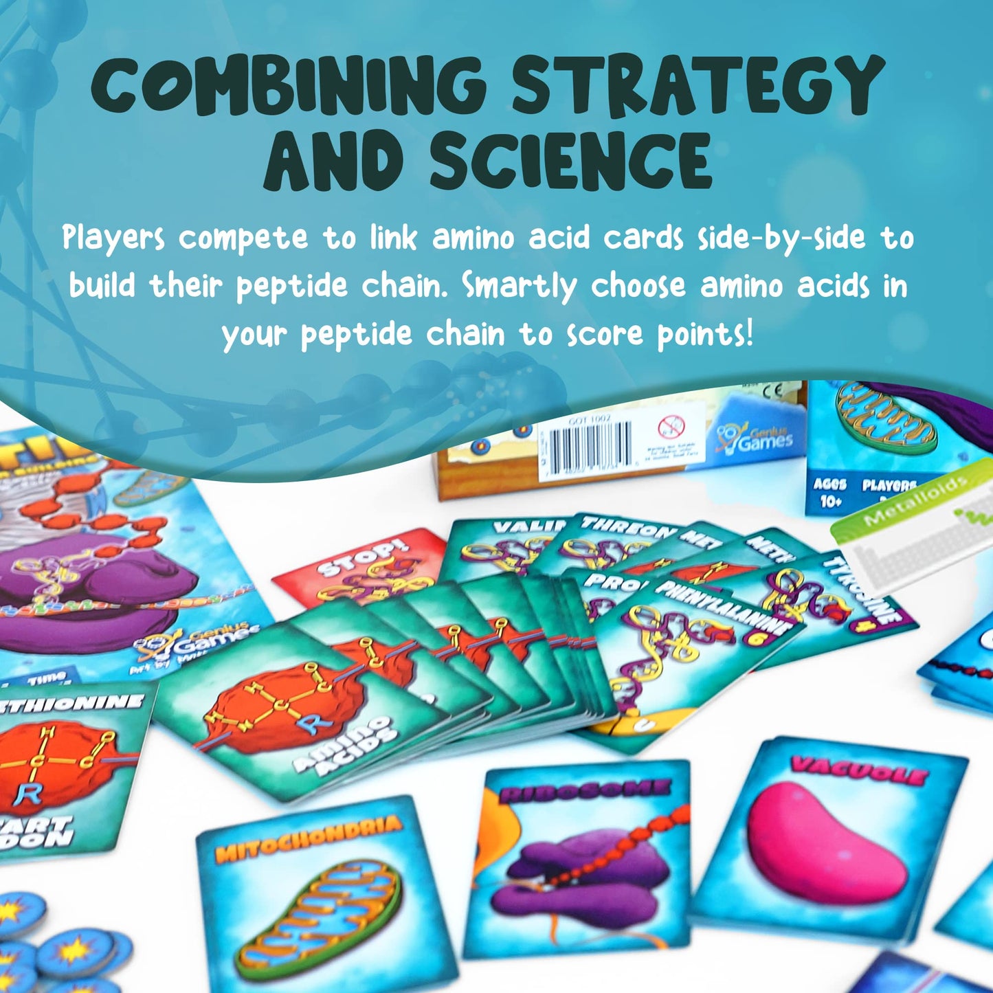 Genius Games Peptide: Protein Building Strategy Card Game for Gamers and Teachers