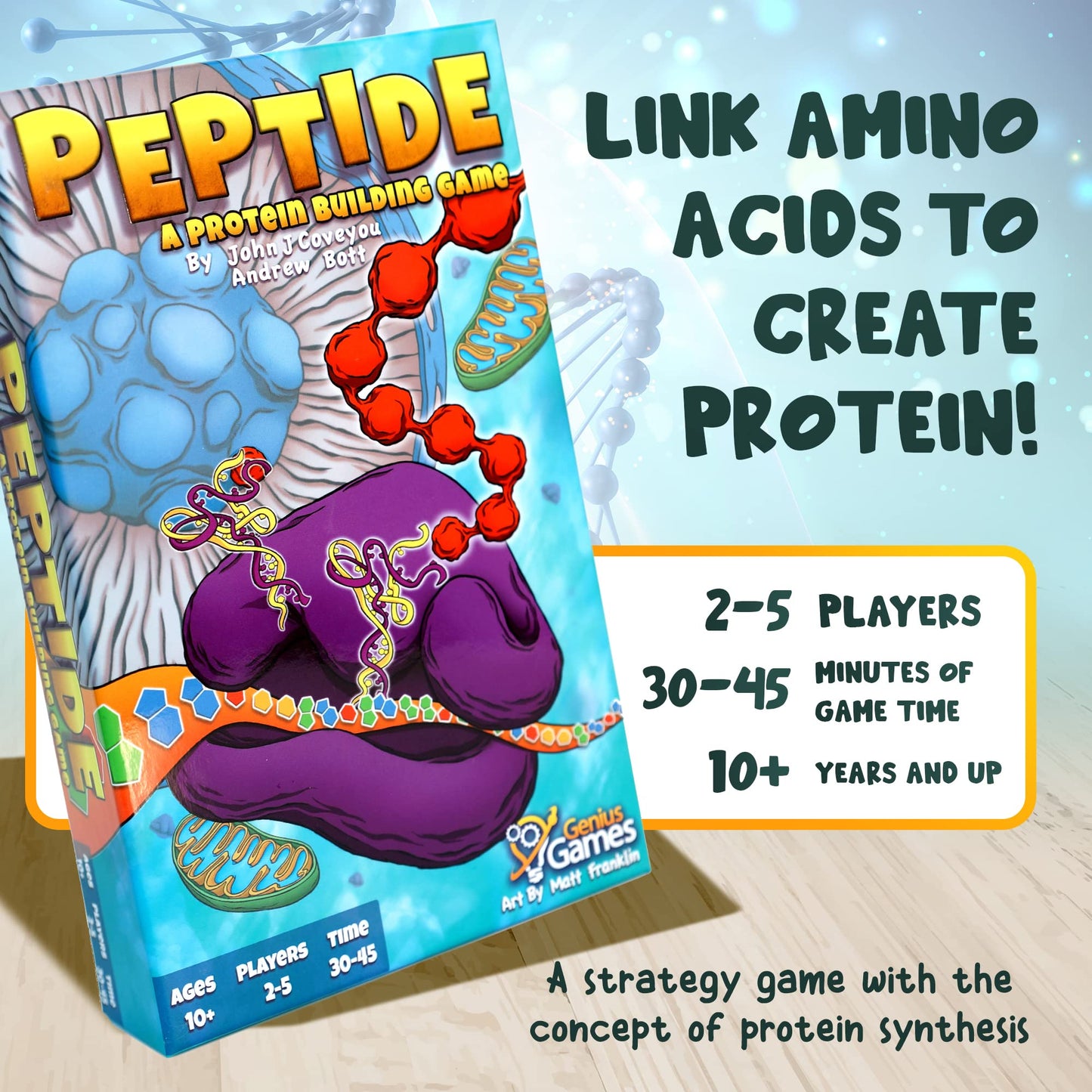 Genius Games Peptide: Protein Building Strategy Card Game for Gamers and Teachers