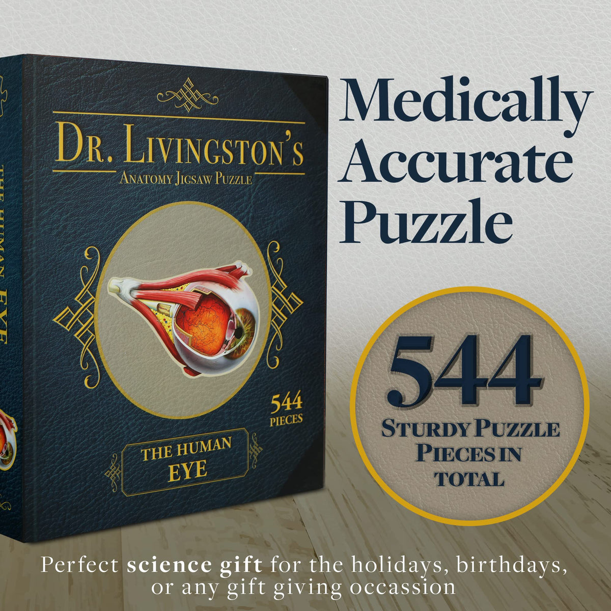 Dr. Livingston's Eye Anatomy Puzzle | Genius Games – Medically Accurate Eye Jigsaw for Students, Nurses & Doctors
