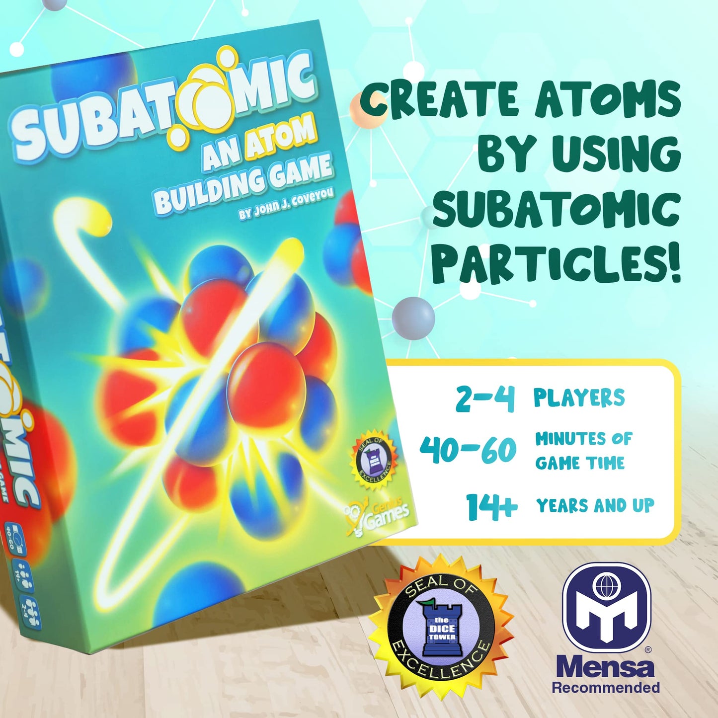 Genius Games | Subatomic: An Atom Building Game (2nd Edition) – Educational Chemistry Card Game