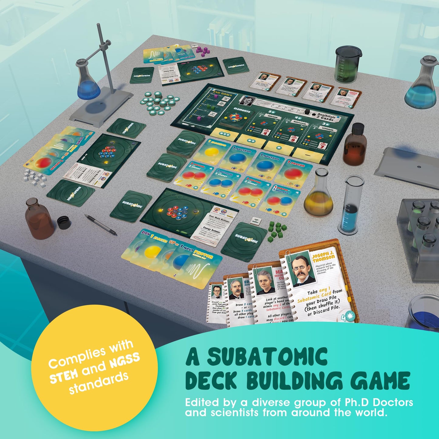 Genius Games | Subatomic: An Atom Building Game (2nd Edition) – Educational Chemistry Card Game