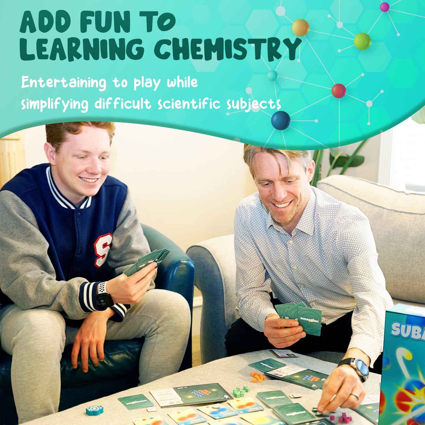 Genius Games | Subatomic: An Atom Building Game (2nd Edition) – Educational Chemistry Card Game