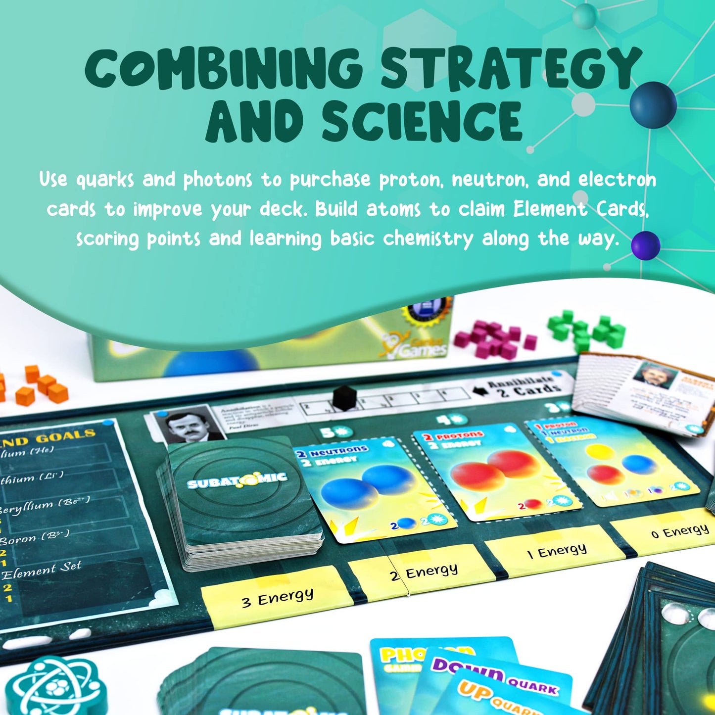 Genius Games | Subatomic: An Atom Building Game (2nd Edition) – Educational Chemistry Card Game