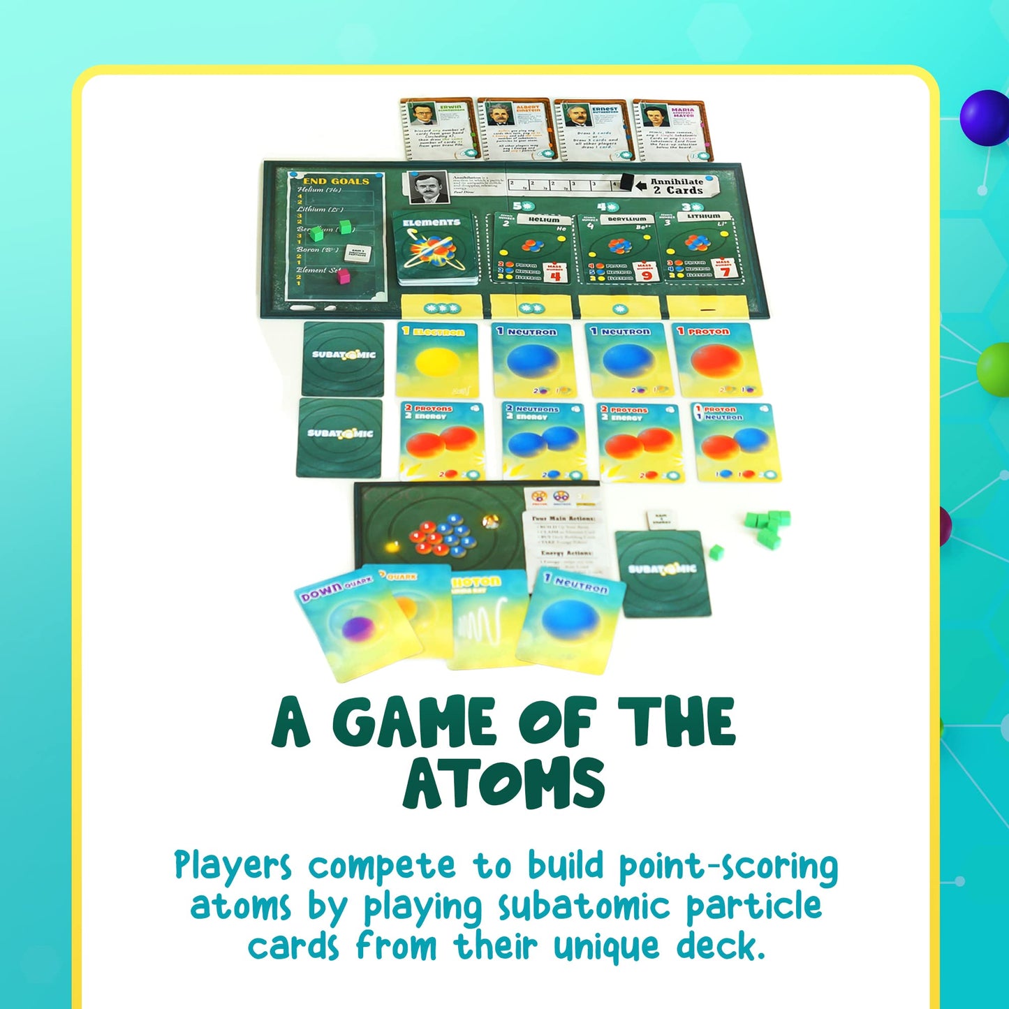 Genius Games | Subatomic: An Atom Building Game (2nd Edition) – Educational Chemistry Card Game