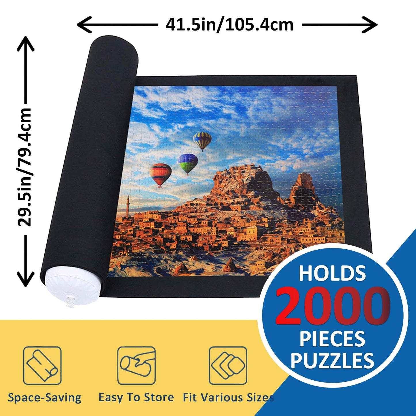 Genovega Puzzle Mat Roll Up – Portable Puzzle Board with Sorter Trays (Up to 2000 Pieces)