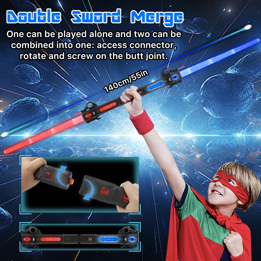 Genqiang Light Up Sword – 7-Color Flashing Dueling Sabers with Retractable Blade | Kids Toy & Costume Prop